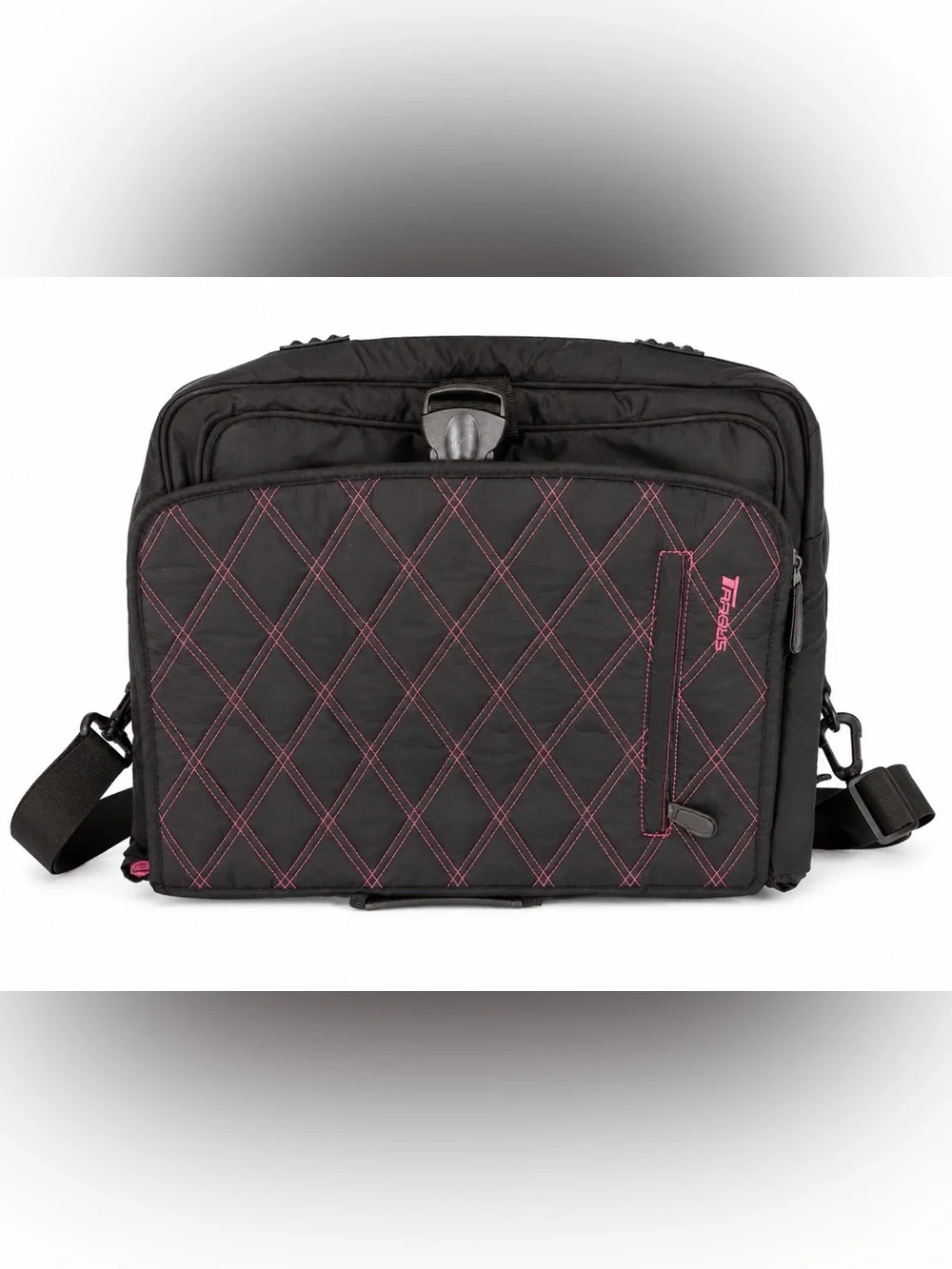 Targus  Messenger Bag - Black with Pink Stitching